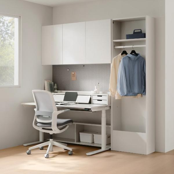 뉴트 6단 모션데스크 세트 1400폭 (수납선반형,도어포함)